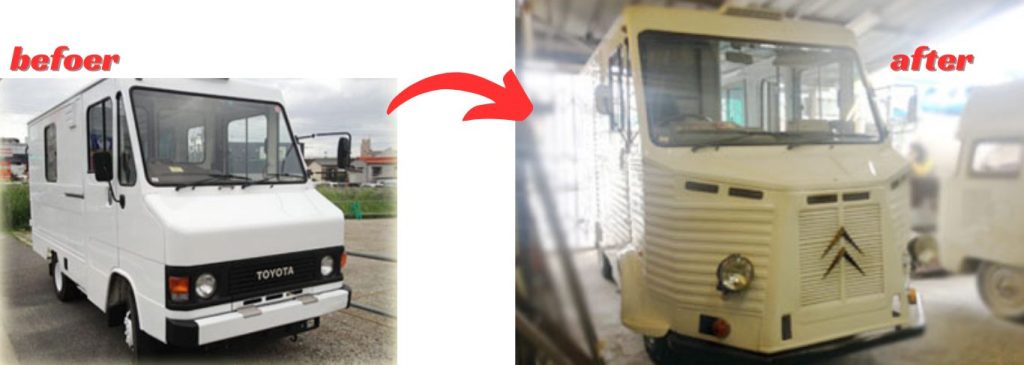 クイックデリバリーをベースに製作したキッチンカー。シトロエン仕様に改造