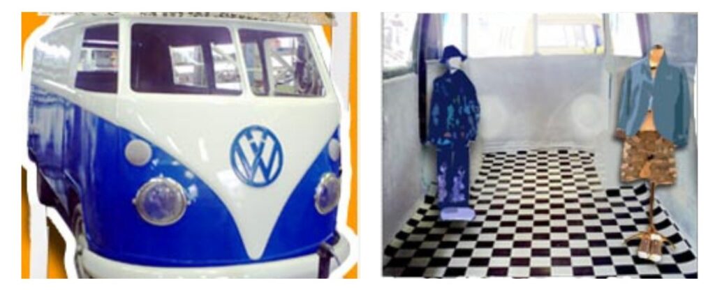 福岡県に納車したキッチンカー。三菱のデリカを元に製作した。フォルクスワーゲン仕様に改造している。