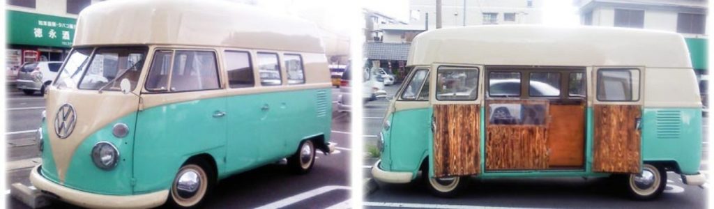 フォルクスワーゲンバスをベースに製作したキッチンカー。