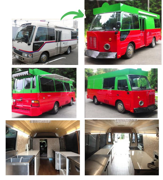 神奈川県に納車したキッチンカー。トヨタバンをシトロエン風に改造。