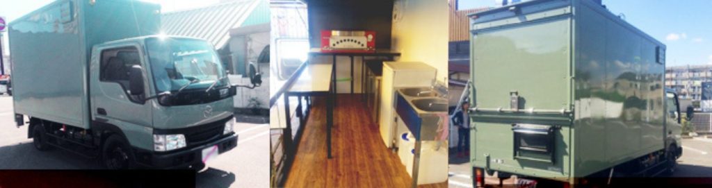 中が見えるようにスケルトンに製作したキッチンカー。