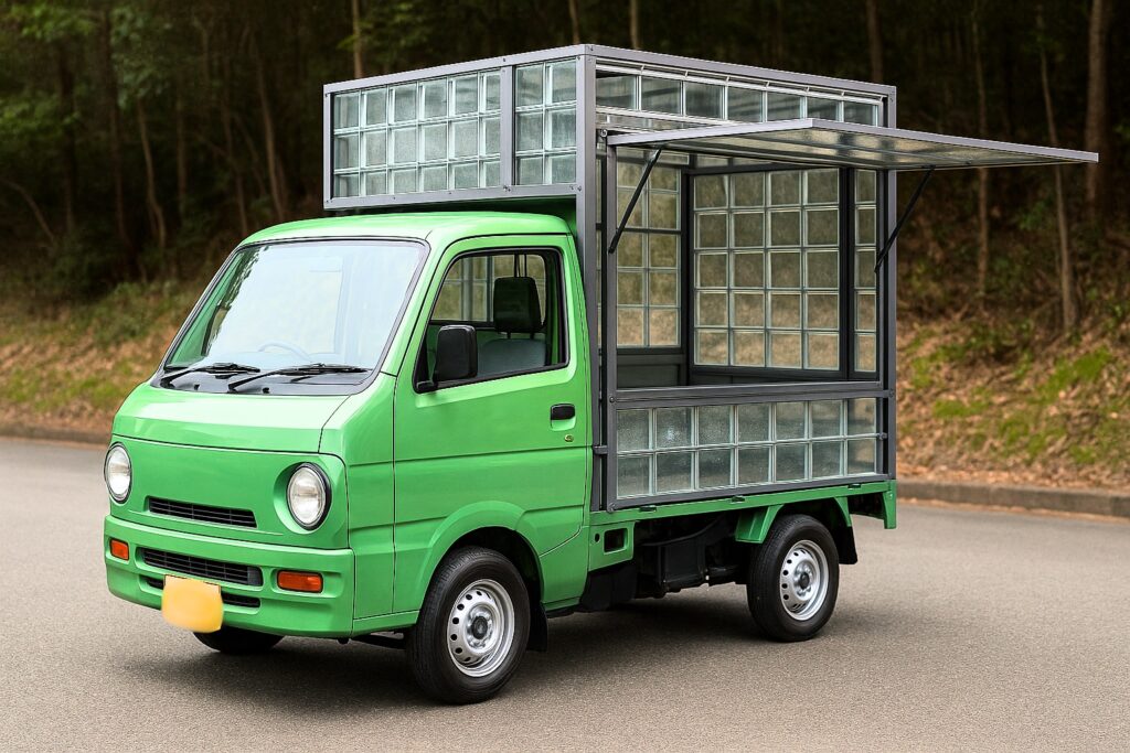 プラスチックブロックでボックスを製作したキッチンカーの完成イメージ