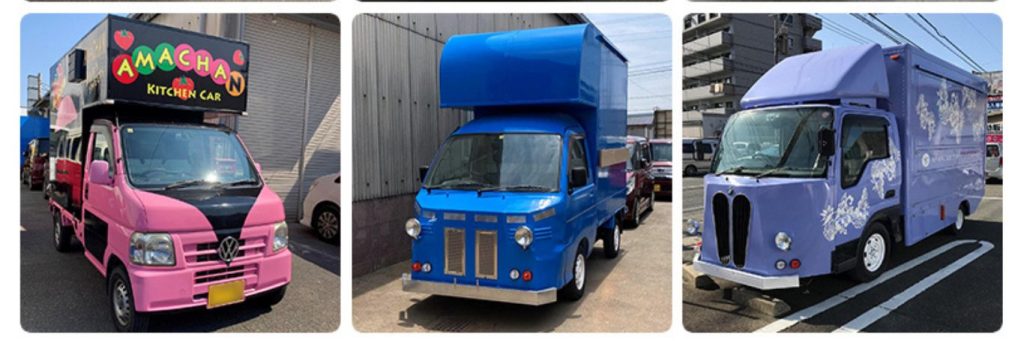 軽トラックや1tトラックをベースに製作したキッチンカー。人気のフォルクスワーゲン仕様・シトロエン仕様