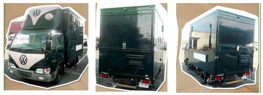 東京都に納車したキッチンカー。
トラックをベースにして、フォルクスワーゲン仕様に改造したもの。