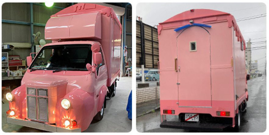 神奈川県に納車したキッチンカー。トラックをシトロエン風に改造。