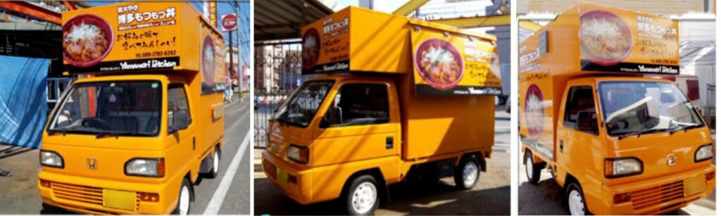 福岡県に納車したキッチンカー。軽トラックをベースに製作した。